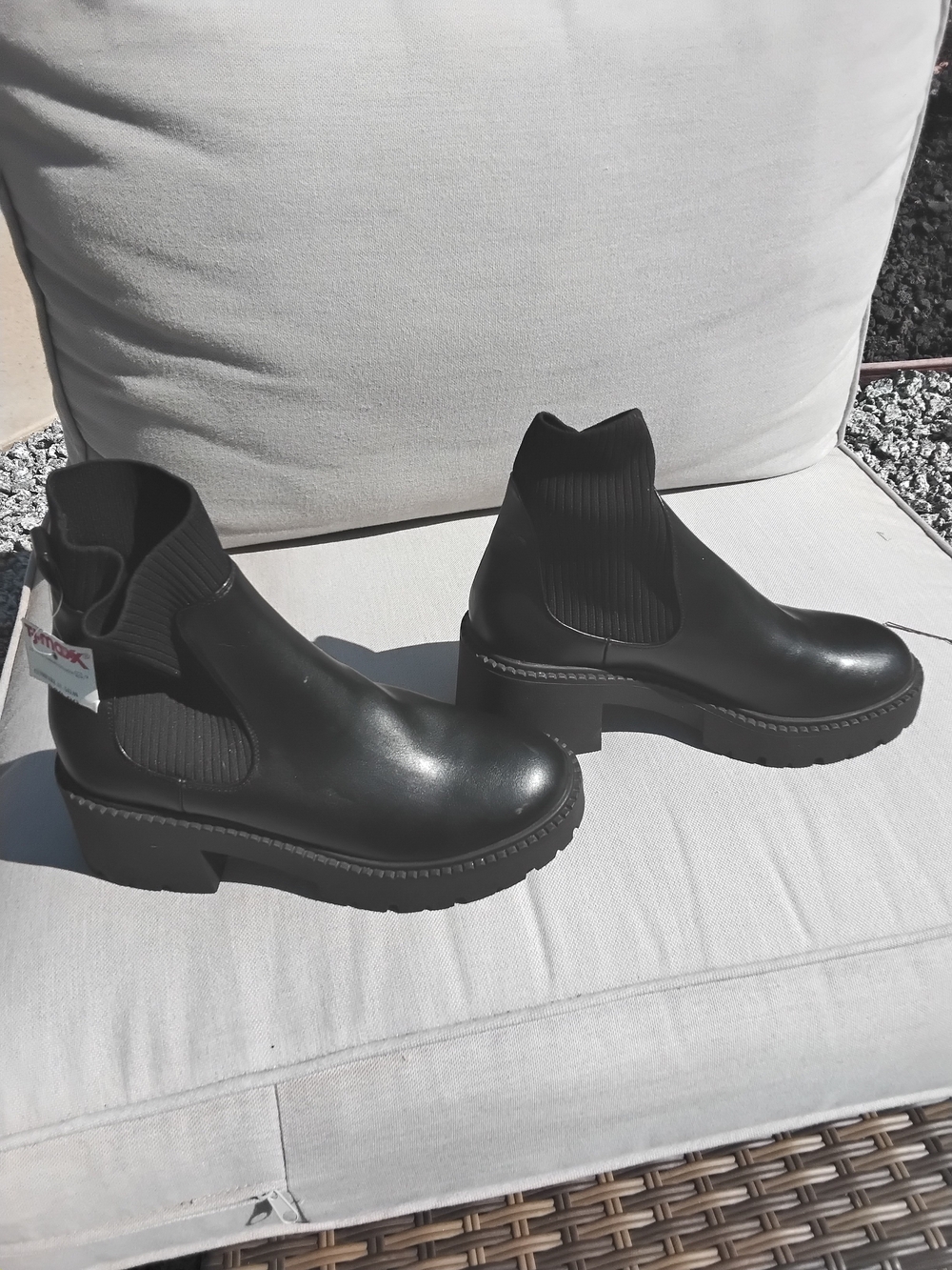 Madden Girl Black Lug Sole Chelsea Ankle Boots